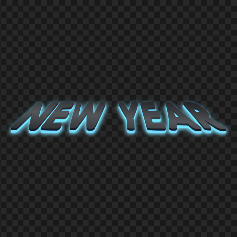 Black & Blue Light New Year Text HD PNG