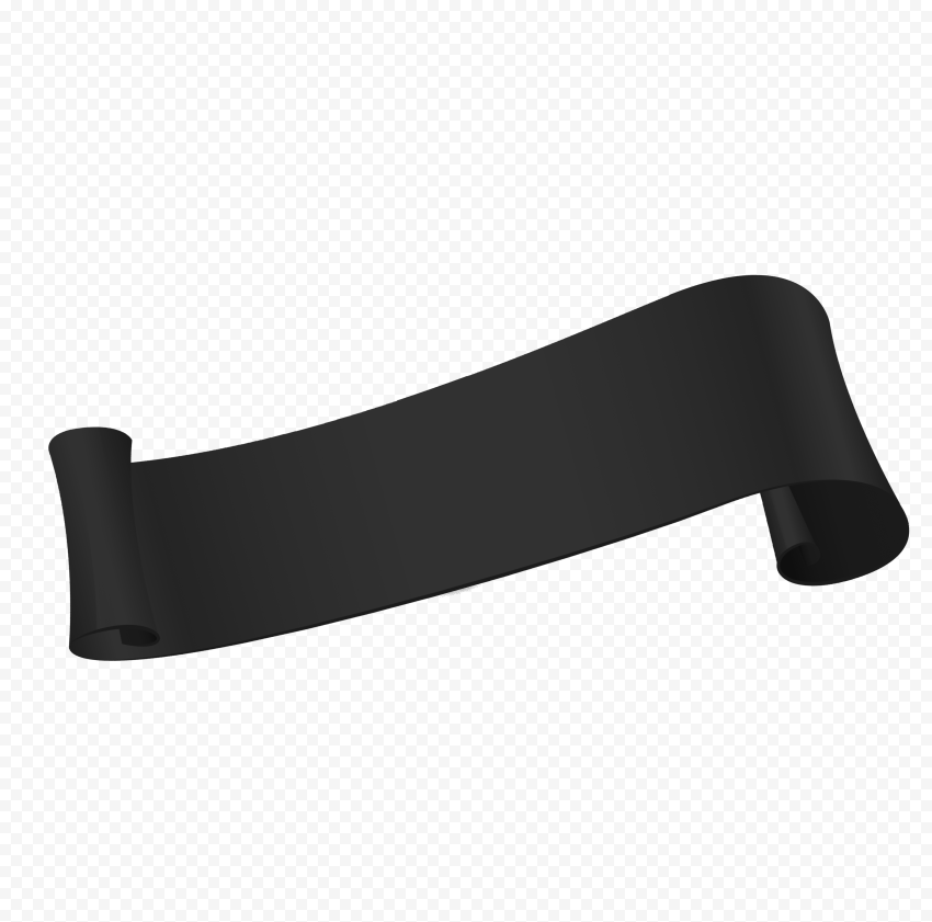 Black Curved Scroll Graphic Banner Ribbon PNG
