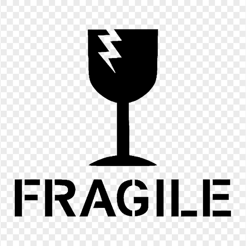 Black Fragile Symbol Label Sign PNG