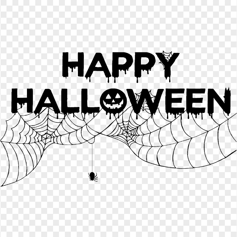 Black Halloween Logo With Spider Web PNG Image