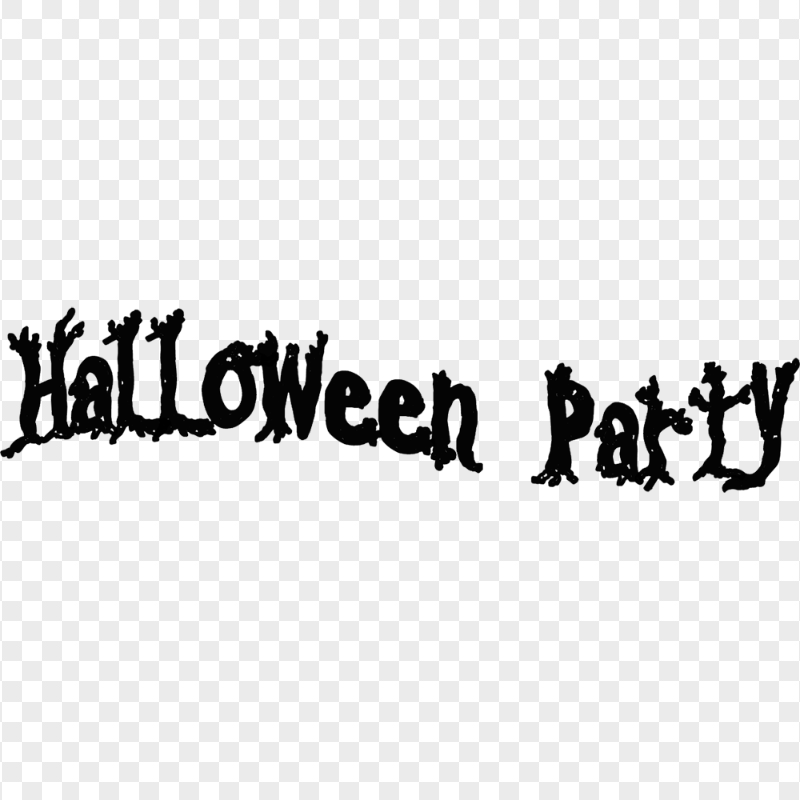 Black Halloween Party Text Logo HD PNG