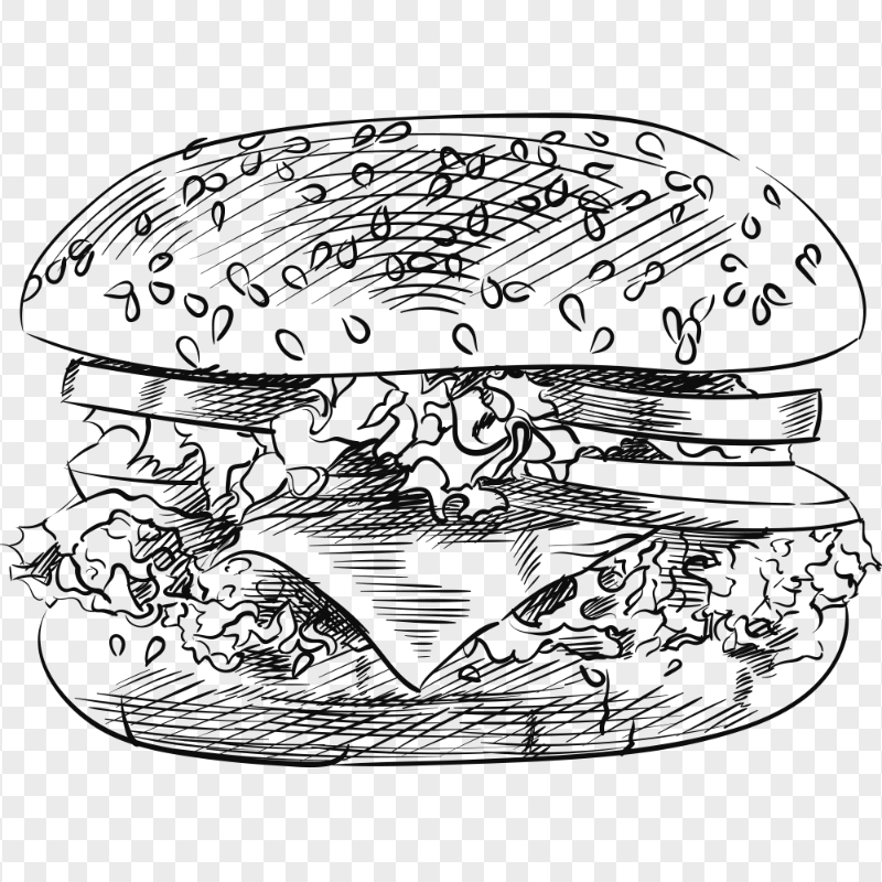 Black Hand Drawn Sketch Burger