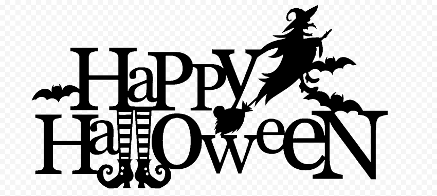 Black Happy Halloween Text Logo FREE PNG
