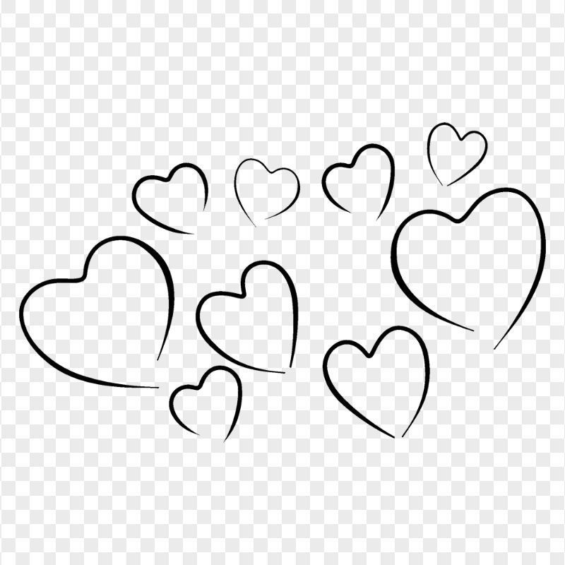 Black Hearts Shapes Pattern Download PNG