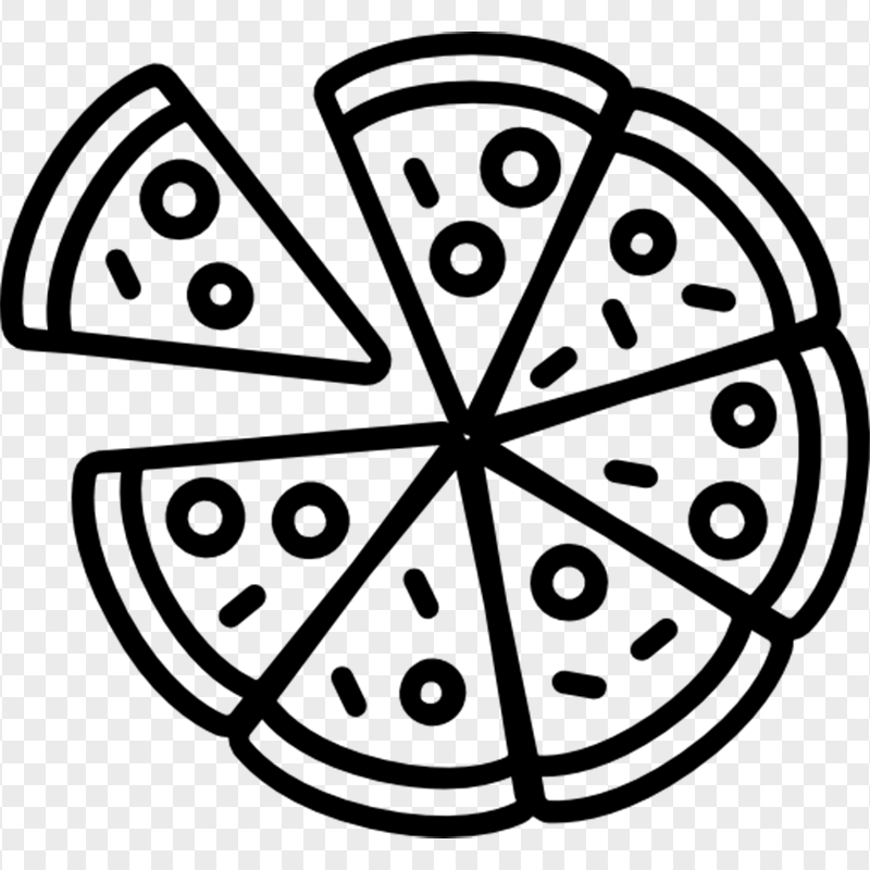 Black Icon of Pizza Food Transparent Background