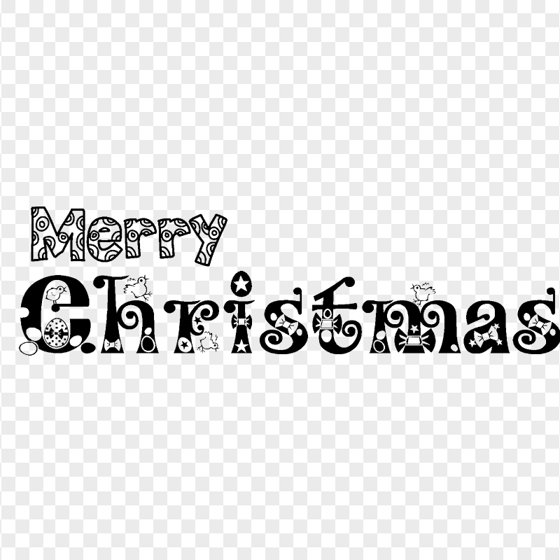 Black Merry Christmas Text Illustration PNG