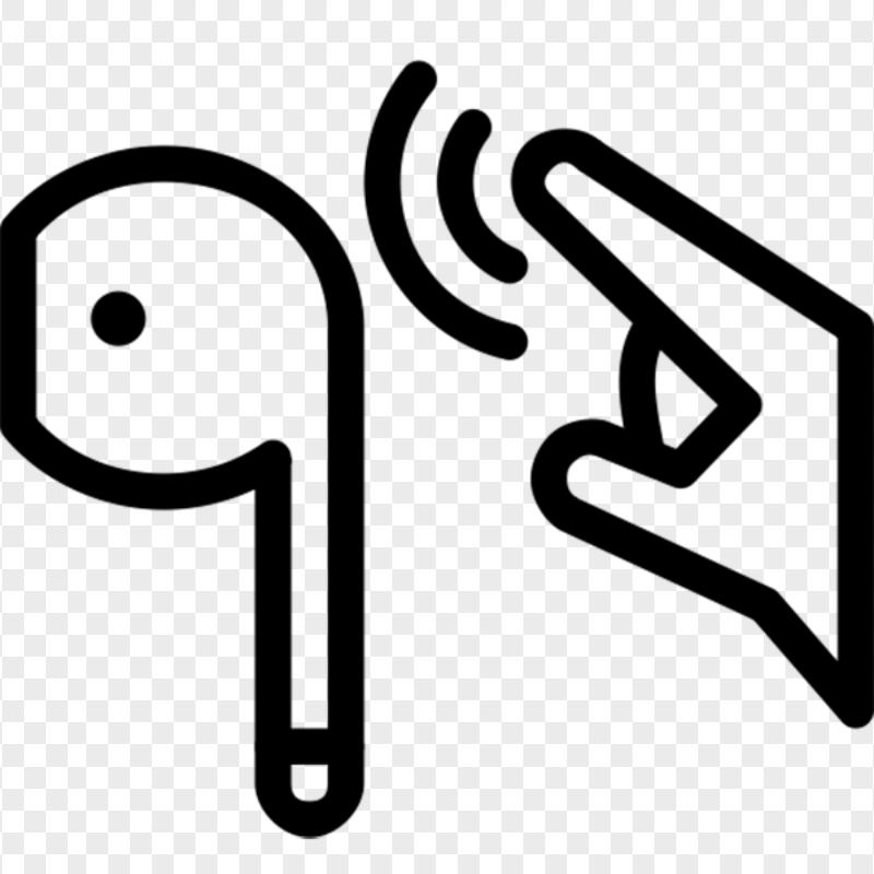 Black Outline Airpods Earbuds Touch Control Icon