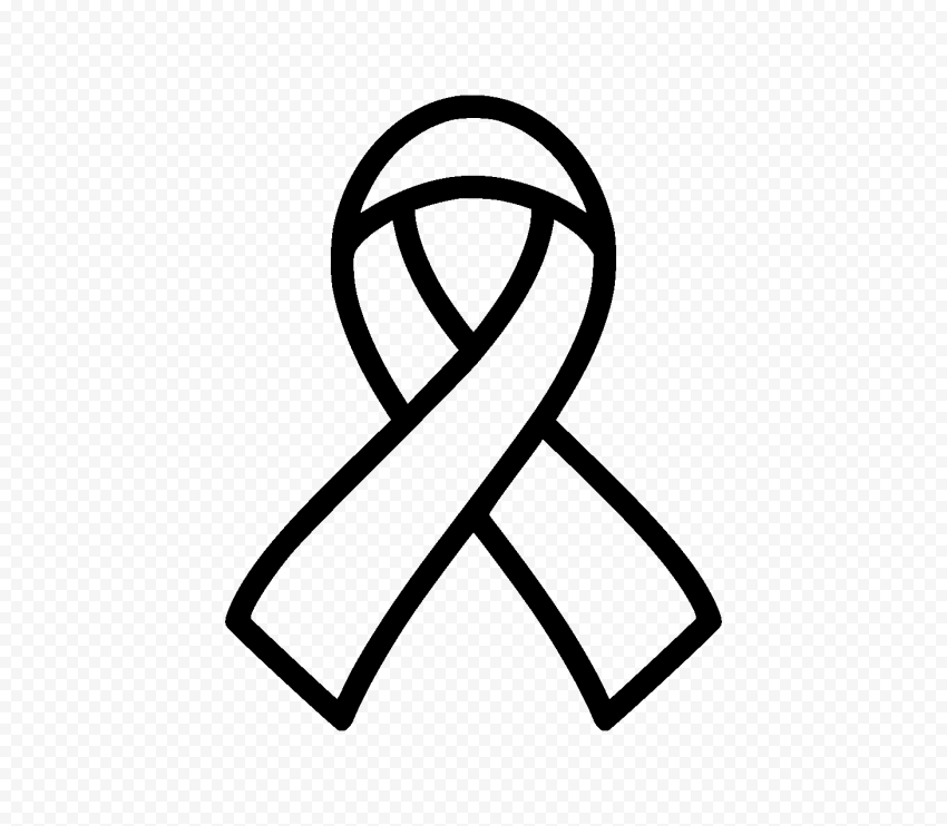 Black Outline Awareness Cancer Ribbon Sign HD PNG