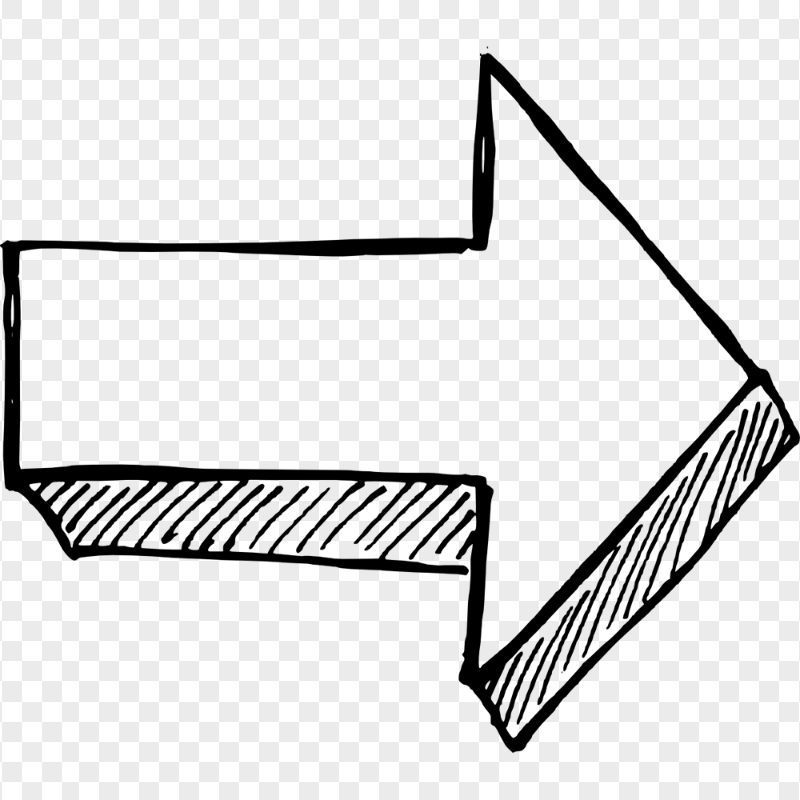 Black Outline Drawing Arrow 3D Effect Point Right