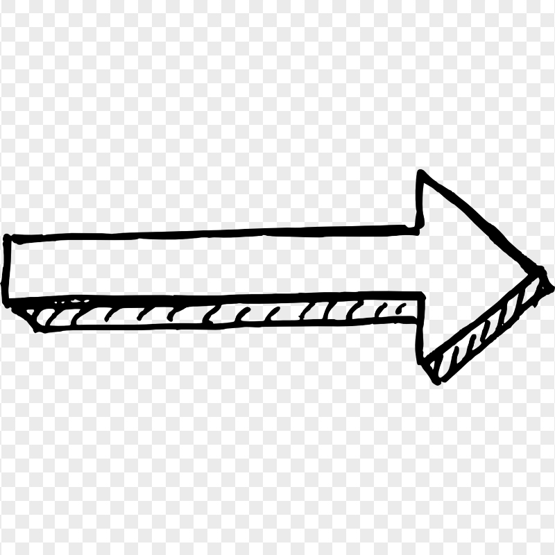 Black Outline Drawing Arrow 3D Pointing Right