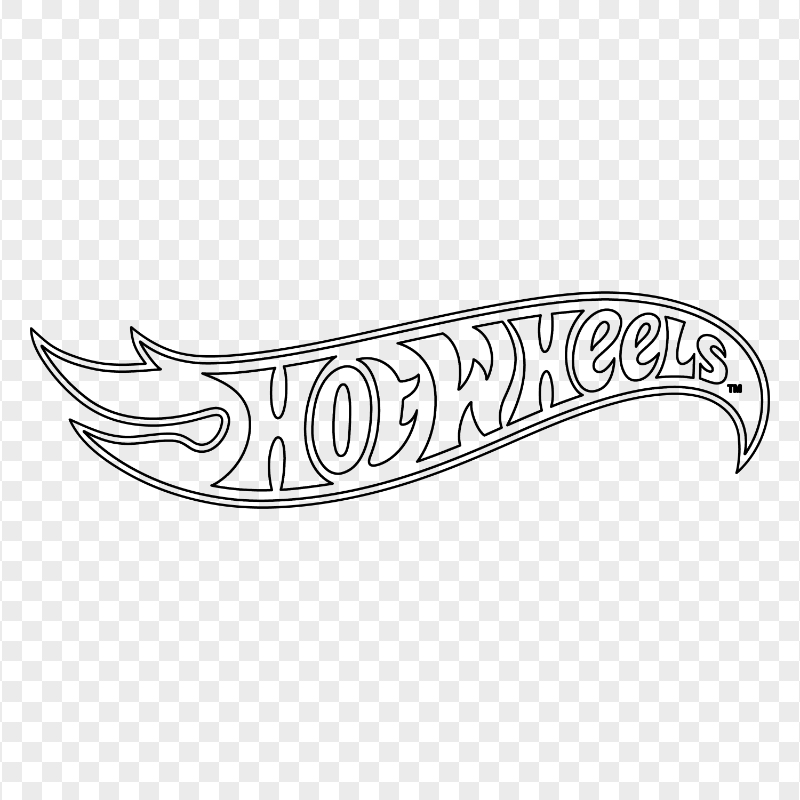 Black Outline Hot Wheels Logo Image PNG