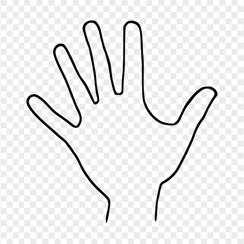 Black Outline Line Open Hand PNG Image