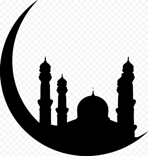 Black Ramadan Mosque Moon Silhouette Icon