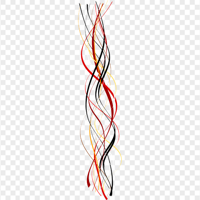 Black, Red And Yellow Curves Lines Abstract HD PNG