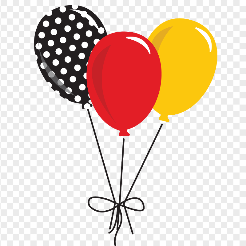 Black, Red And Yellow Mickey Mouse Balloons PNG