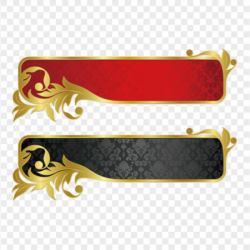 Black & Red Golden Banners Illustration HD PNG
