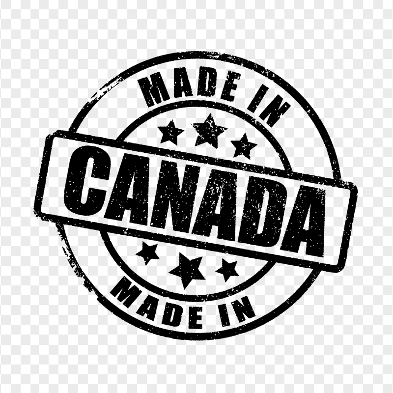 Black Round Made In Canada Stamp Image PNG