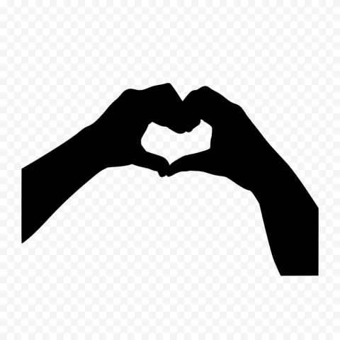 Black Silhouette Of Hands Forming Heart Sign PNG
