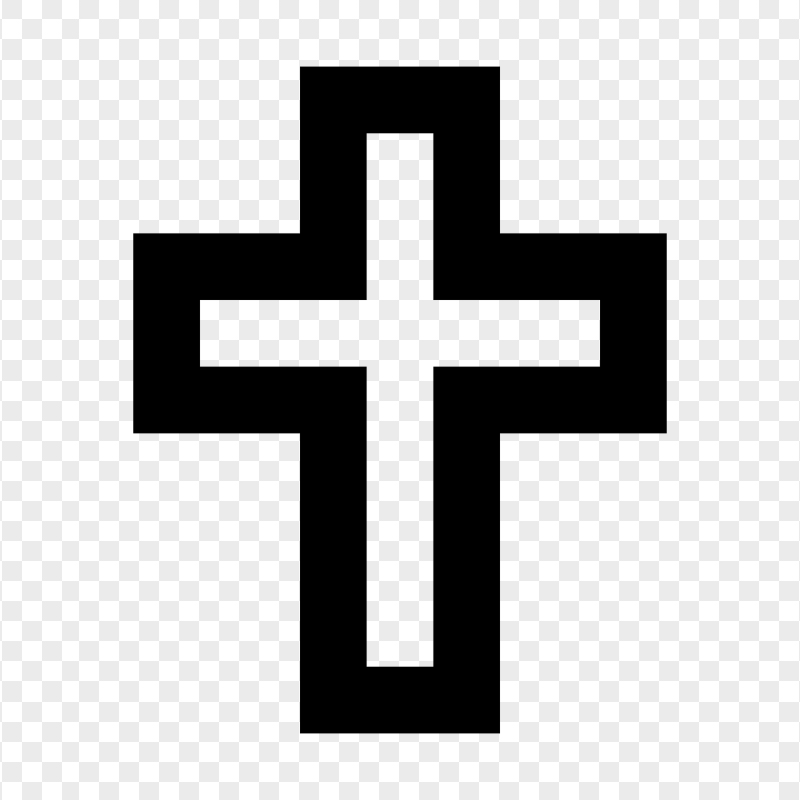 Black Simple Outline Christian Cross Symbol Icon