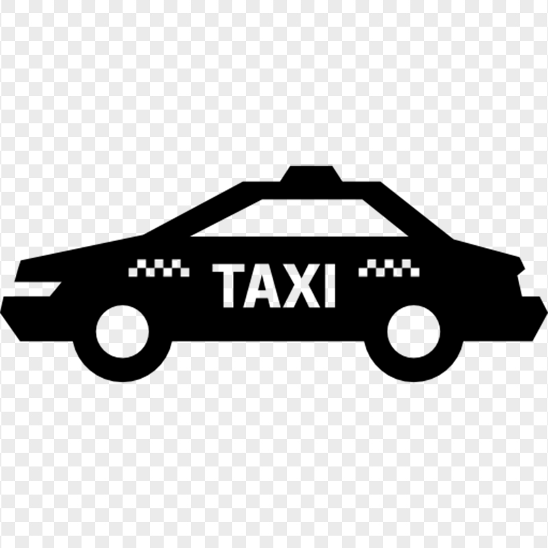 Black Taxi Cab Car Side View Icon PNG