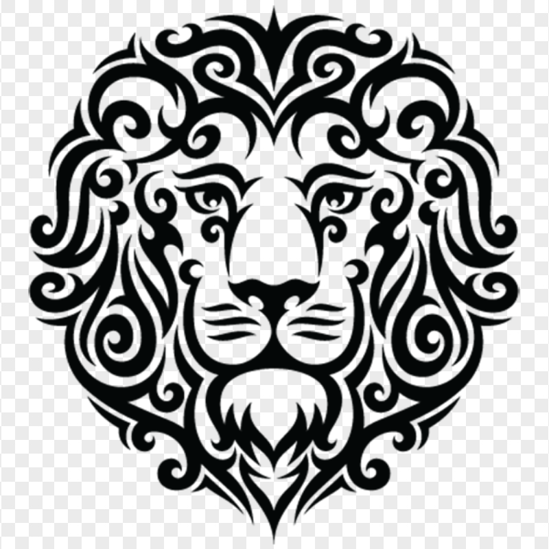 Black Tribal Leo Lion Tattoo Design