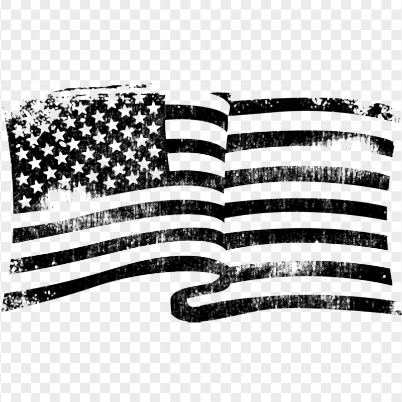 Black Waving American Flag Grunge Stamp Texture