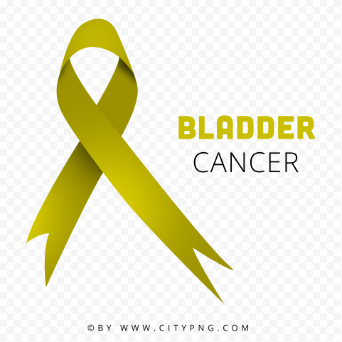 Bladder Cancer Yellow Ribbon Logo Sign Image PNG