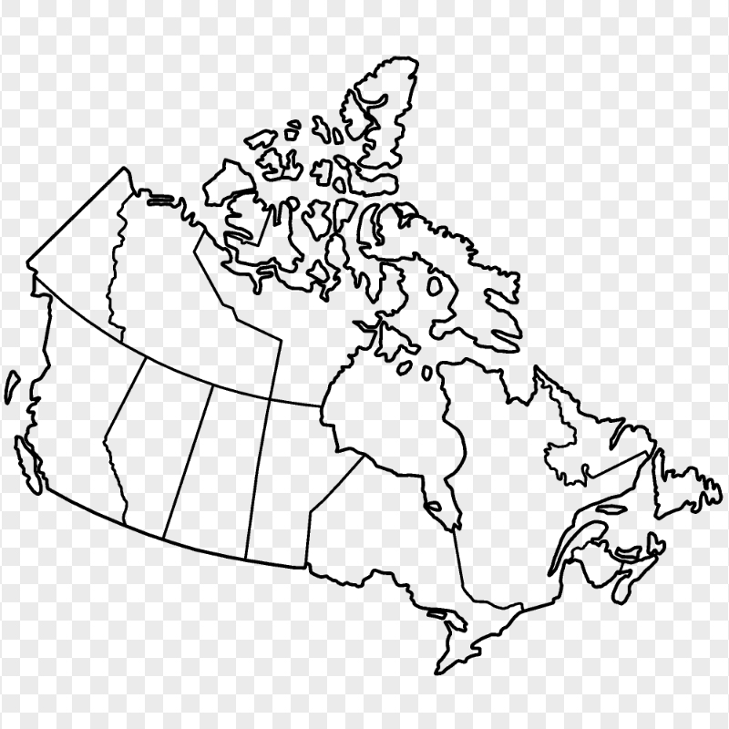 Blank Outline Canada States Map PNG