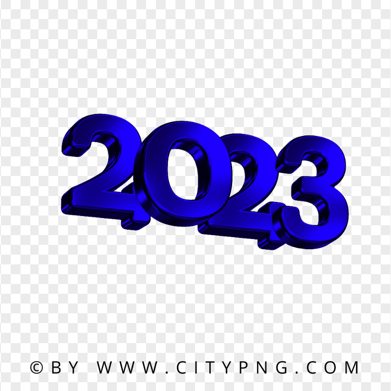 Blue 2023 3D Text Logo New Year HD PNG