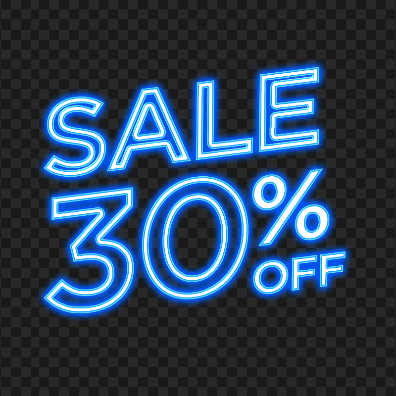 Blue 30% Off Sale Neon Sign Transparent Background