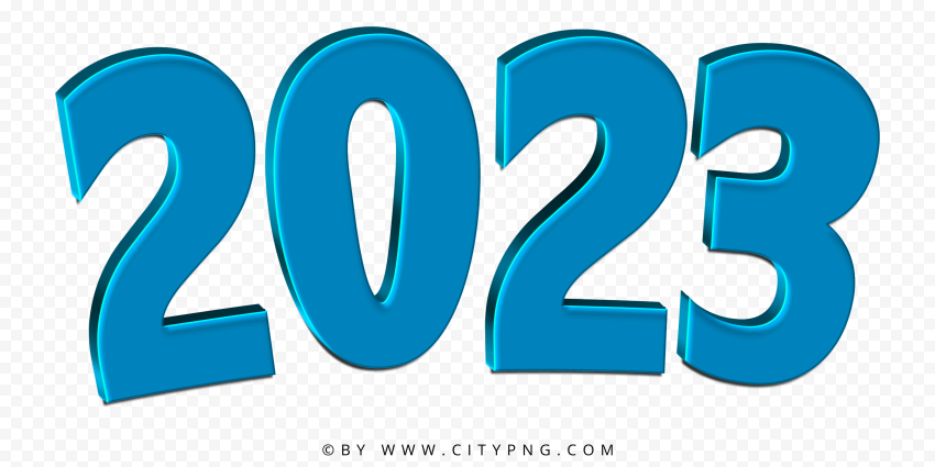 Blue 3D 2023 Text New Year PNG Image