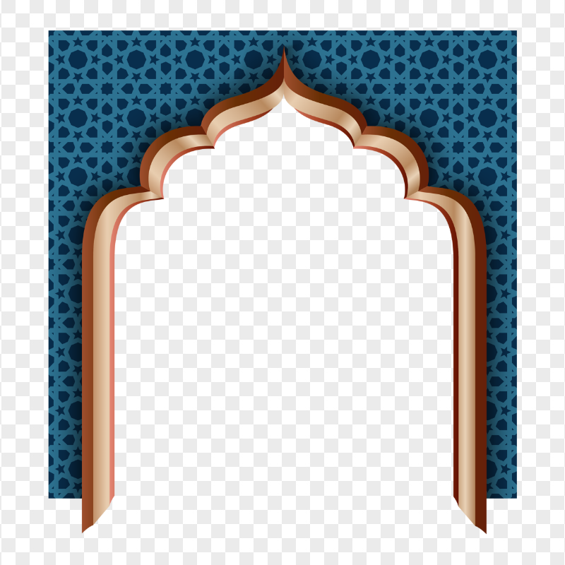 Blue Arabic Mosque Door Ramadan Icon Illustration