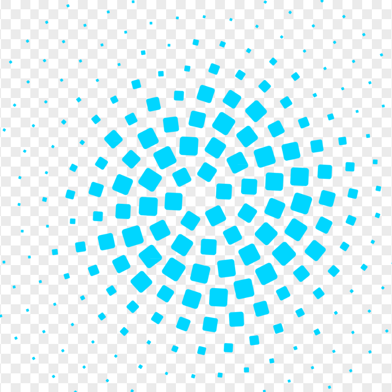 Blue Circular Halftone Square Pattern PNG