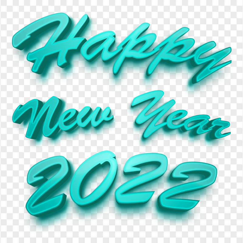 Blue Green Happy New Year 2022 3D Text FREE PNG