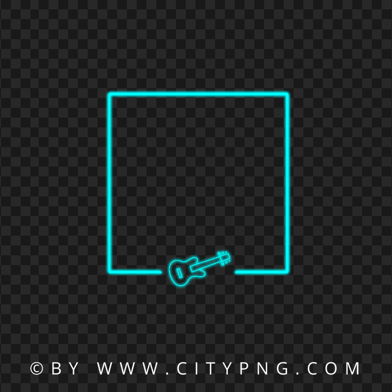 Blue Green Neon Frame With Guitar Shape HD PNG