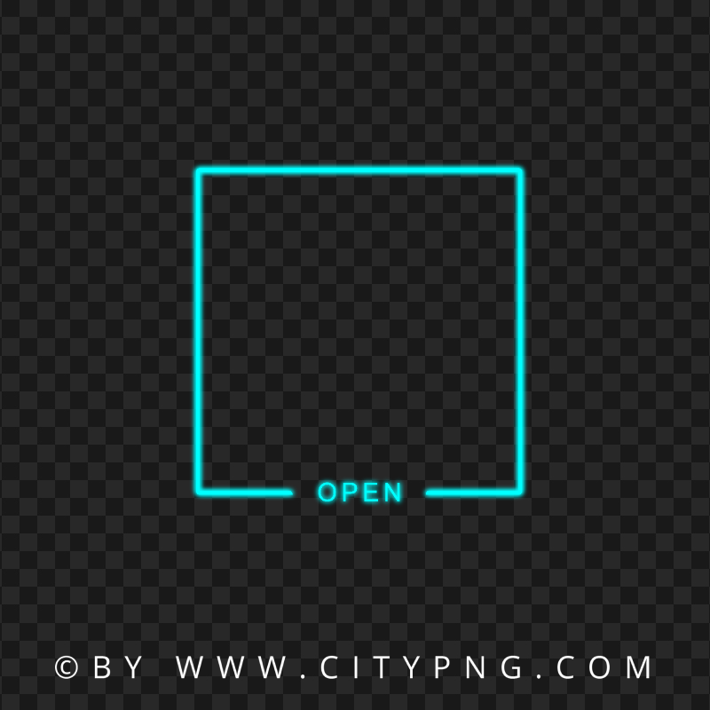 Blue Green Neon Frame With Open Sign HD PNG