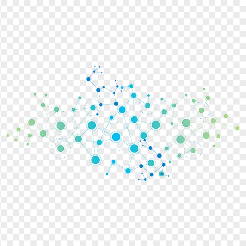 Blue & Green Network Dots Abstract PNG Image