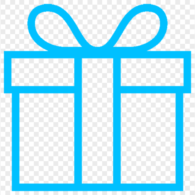 Blue Line Outline Gift Box Icon Transparent PNG