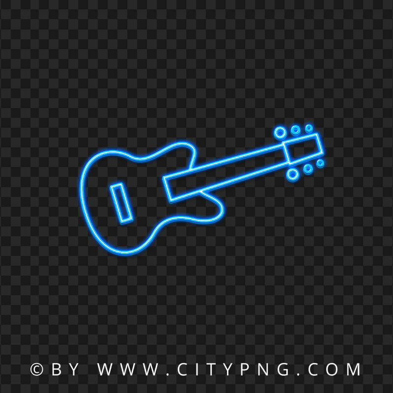 Blue Neon Guitar HD PNG