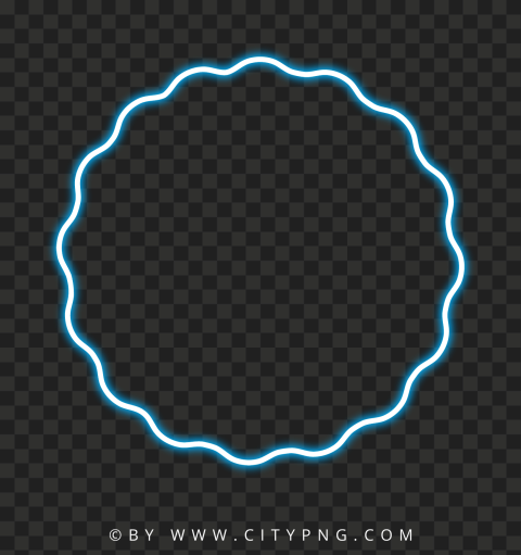 Blue Neon Wavy Circle FREE PNG