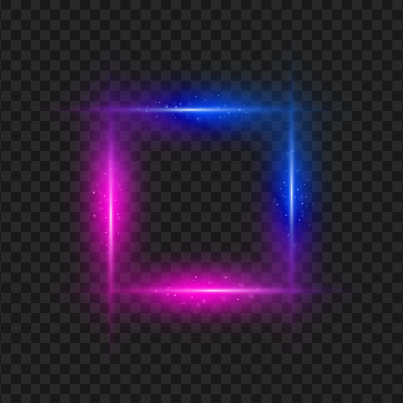 Blue & Pink Glowing Square Frame HD PNG