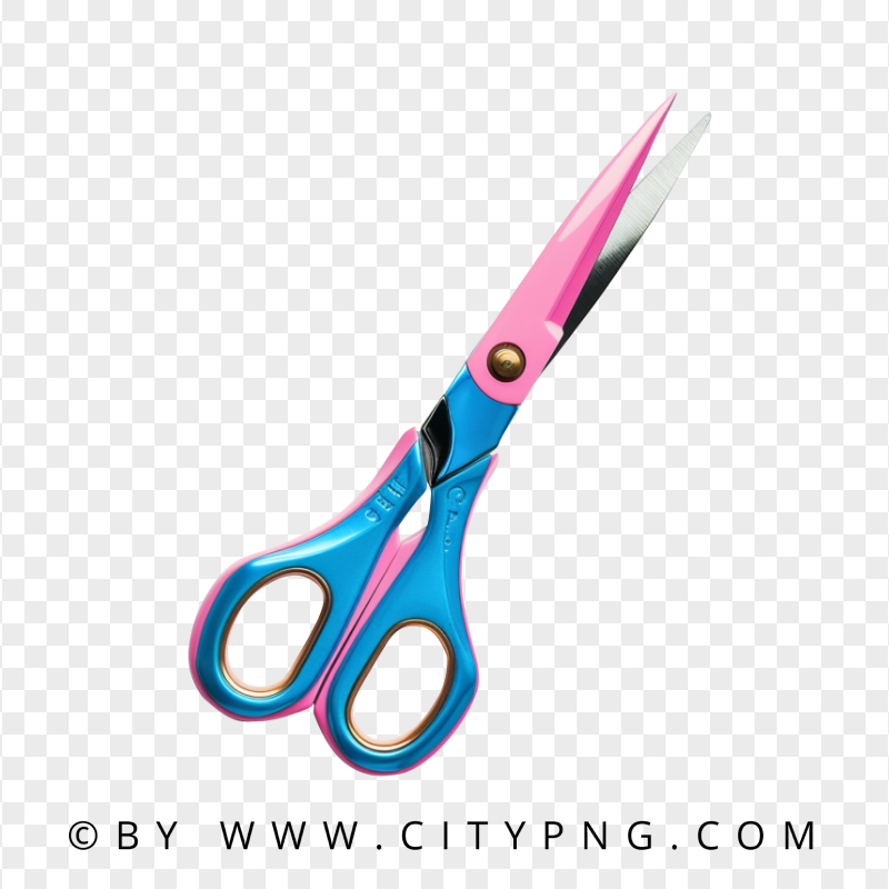 Blue & Pink Metal Shears Transparent Background