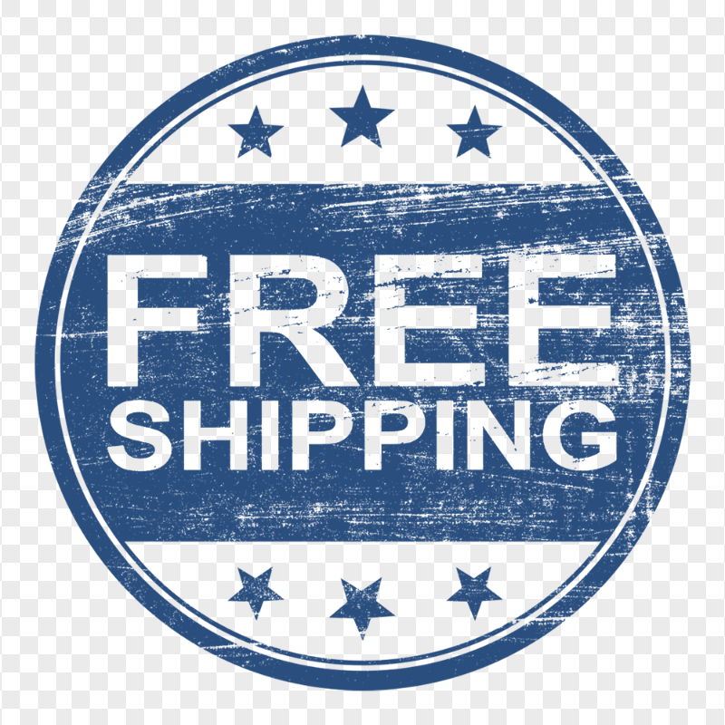 Blue Round Free Shipping Stamp Outline