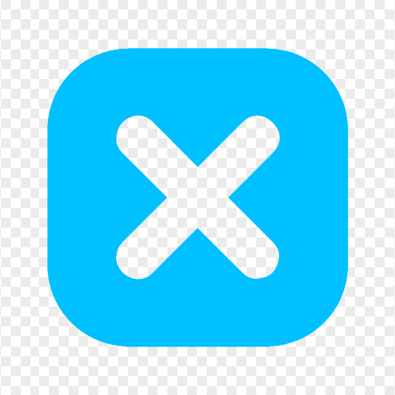 Blue Square Close X Button Icon Transparent Background
