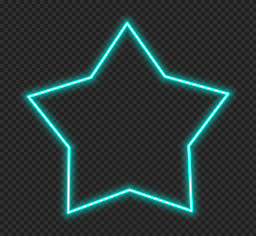 Blue Turquoise Glowing Neon Star HD PNG