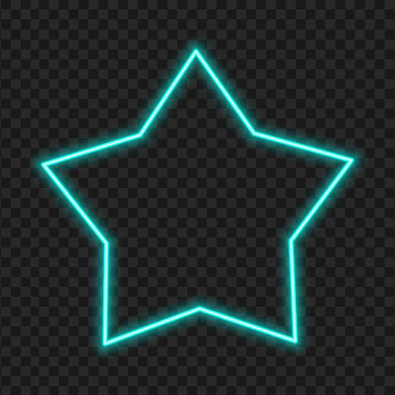 Blue Turquoise Glowing Neon Star HD PNG