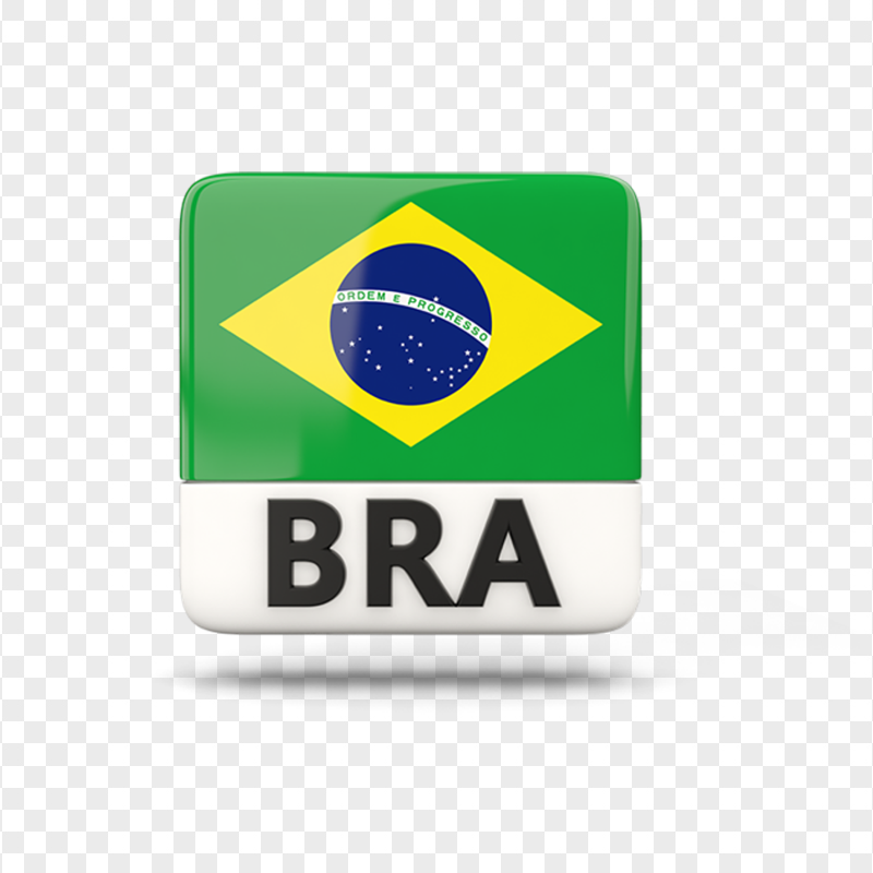 Brazil BRA Glossy Square Icon Flag