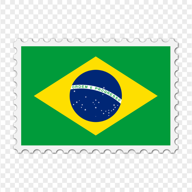 Brazil Flag On Postal Stamp HD PNG