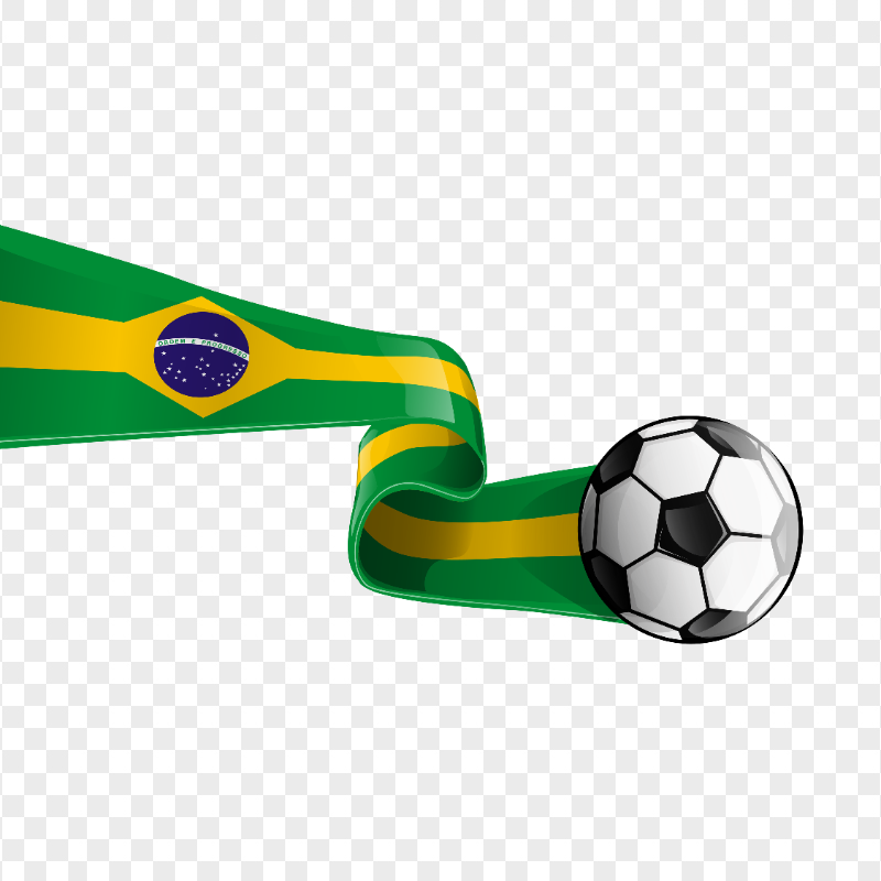 Brazil Flag On Ribbon With A Soccer Ball