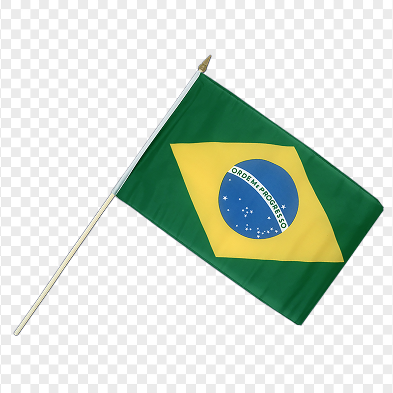 Brazilian Flag On Pole PNG